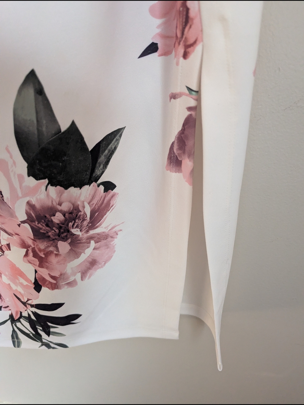 Le Chateau White Floral One-Shoulder Dress with Pink Blooms NWT Women's L - Picture 4 of 5